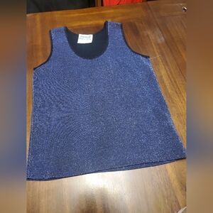 Vintage Shimmer Knit Tank Top – Purple Sparkle Sleeveless Top – 90s Minimalist